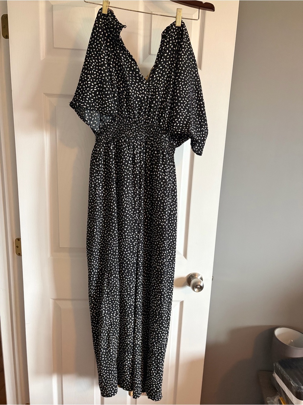 Japna Black pant suit with White Dot Print